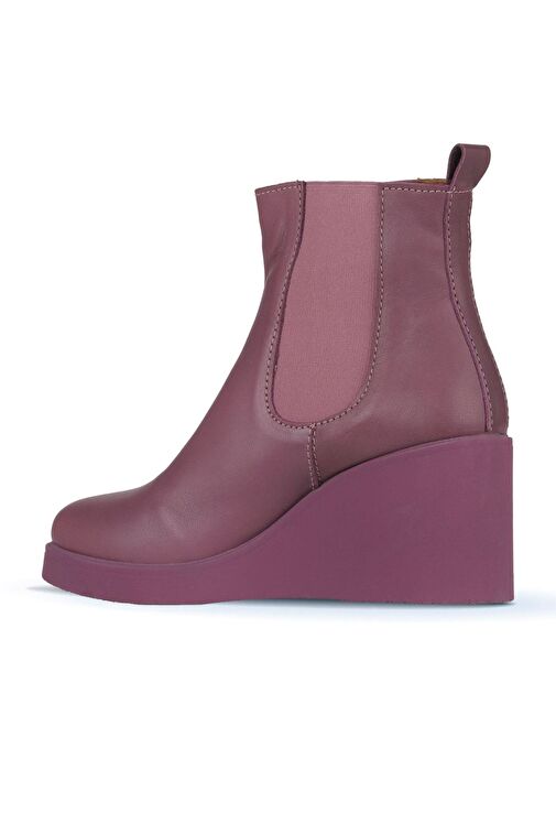 Bueno Shoes Mor Deri Kadın Dolgu Topuklu Bot 01wz8302 - Görsel 5