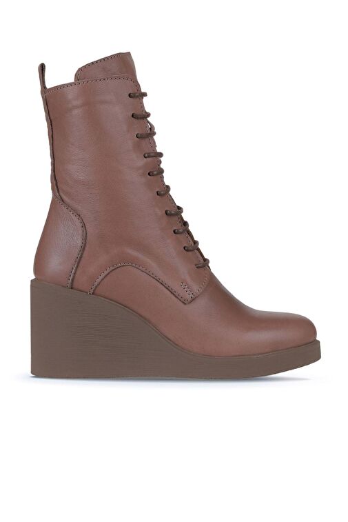 Bueno Shoes Vizon Koyu Deri Kadın Dolgu Topuklu Bot 01wz8303 - Görsel 2