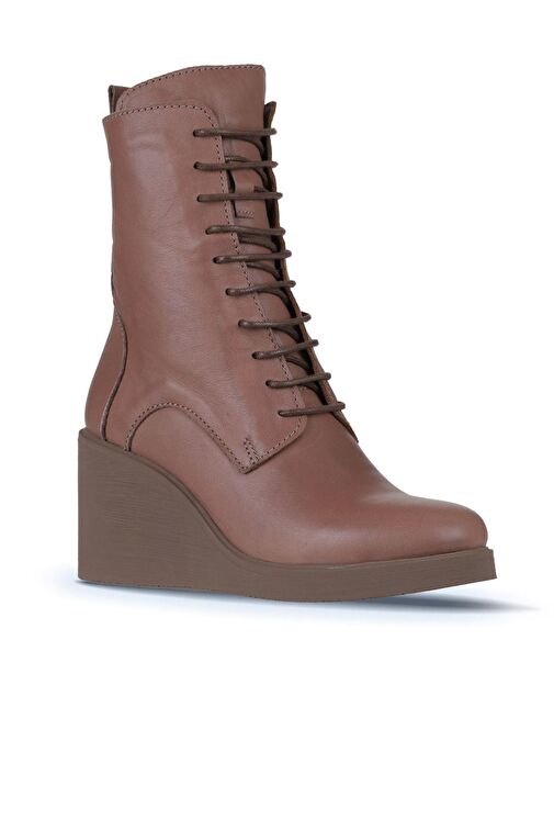Bueno Shoes Vizon Koyu Deri Kadın Dolgu Topuklu Bot 01wz8303 - Görsel 3