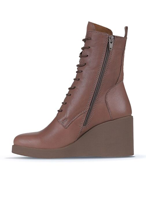 Bueno Shoes Vizon Koyu Deri Kadın Dolgu Topuklu Bot 01wz8303 - Görsel 4