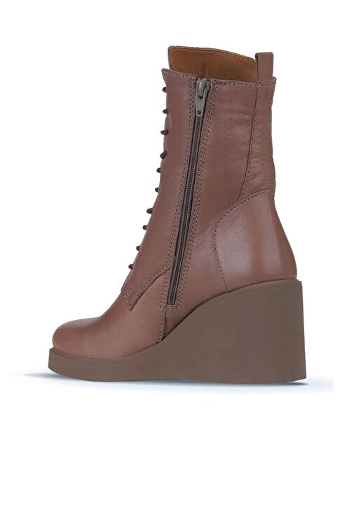 Bueno Shoes Vizon Koyu Deri Kadın Dolgu Topuklu Bot 01wz8303 - Görsel 5