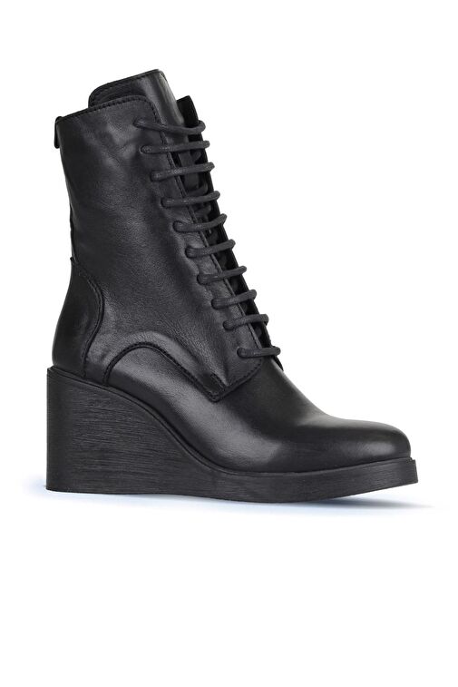 Bueno Shoes Siyah Deri Kadın Dolgu Topuklu Bot 01wz8303 - Görsel 3