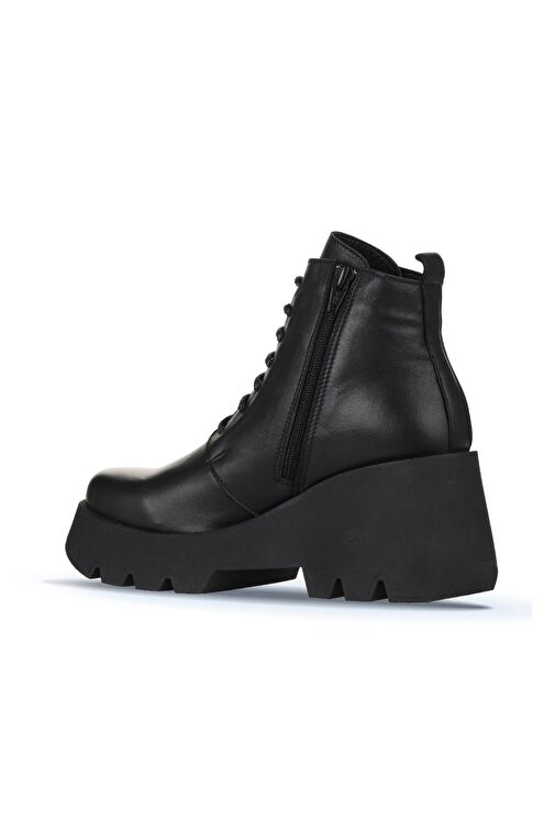 Bueno Shoes Siyah Deri Kadın Dolgu Topuklu Bot 01wz8402 - Görsel 5