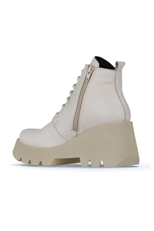 Bueno Shoes Bej Deri Kadın Dolgu Topuklu Bot 01wz8402 - Görsel 5