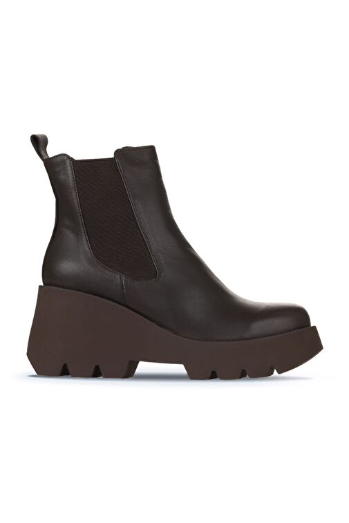 Bueno Shoes Kahverengi Deri Kadın Dolgu Topuklu Bot 01wz8403 - Görsel 2