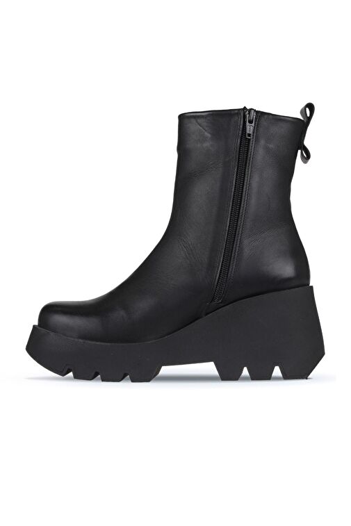 Bueno Shoes Siyah Deri Kadın Dolgu Topuklu Bot 01wz8404 - Görsel 4