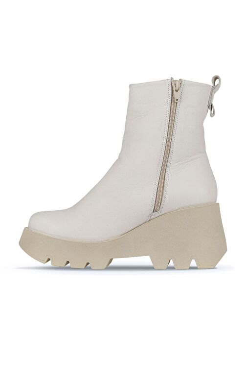 Bueno Shoes Bej Deri Kadın Dolgu Topuklu Bot 01wz8404 - Görsel 4