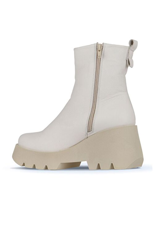 Bueno Shoes Bej Deri Kadın Dolgu Topuklu Bot 01wz8404 - Görsel 5