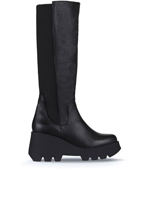 Bueno Shoes Siyah Deri Kadın Dolgu Topuklu Çizme 01wz8405 - Görsel 2