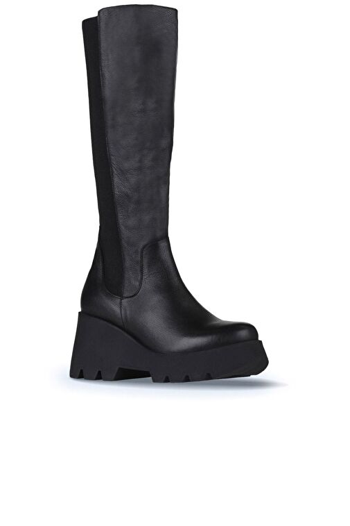 Bueno Shoes Siyah Deri Kadın Dolgu Topuklu Çizme 01wz8405 - Görsel 4