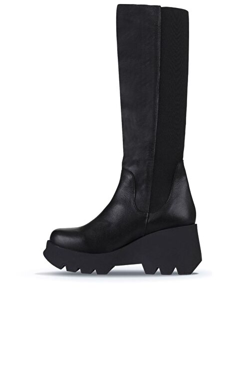 Bueno Shoes Siyah Deri Kadın Dolgu Topuklu Çizme 01wz8405 - Görsel 3