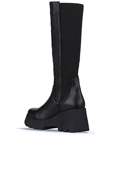 Bueno Shoes Siyah Deri Kadın Dolgu Topuklu Çizme 01wz8405 - Görsel 5