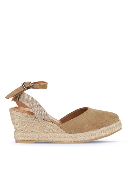 Bueno Shoes Naturel Süet Kadın Dolgu Topuklu Sandalet 14ws7205 - Görsel 2