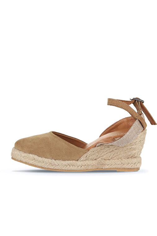 Bueno Shoes Naturel Süet Kadın Dolgu Topuklu Sandalet 14ws7205 - Görsel 4