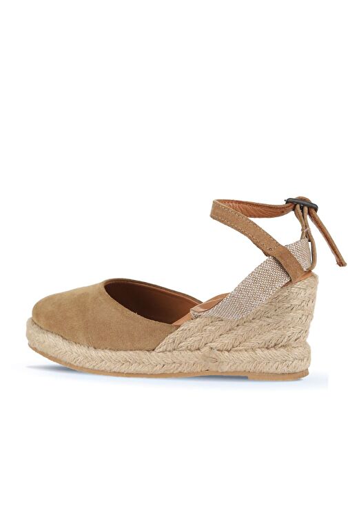 Bueno Shoes Naturel Süet Kadın Dolgu Topuklu Sandalet 14ws7205 - Görsel 5