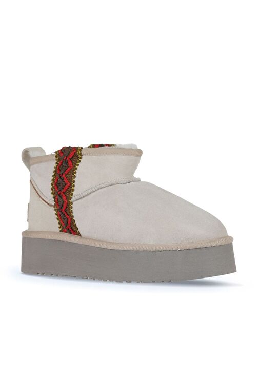 Bueno Shoes Bej Süet Kadın Dolgu Topuklu Bot 05ag2094054 - Görsel 4