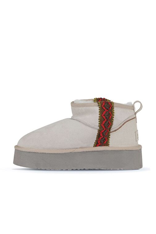 Bueno Shoes Bej Süet Kadın Dolgu Topuklu Bot 05ag2094054 - Görsel 3