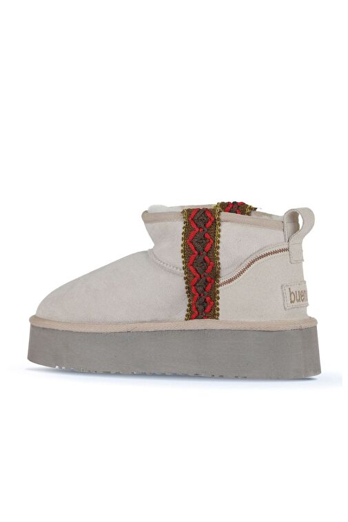 Bueno Shoes Bej Süet Kadın Dolgu Topuklu Bot 05ag2094054 - Görsel 5