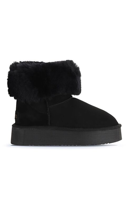 Bueno Shoes Siyah Süet Kadın Dolgu Topuklu Bot 05ag2024054 - Görsel 2