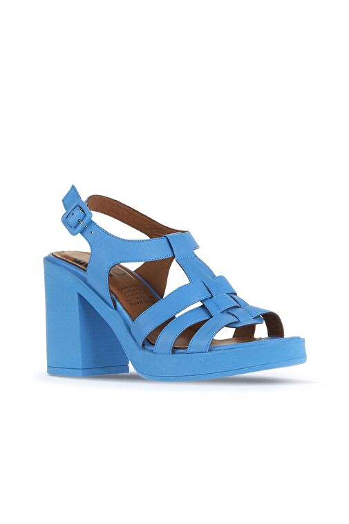 Bueno Shoes Turkuaz Deri Kadın Topuklu Sandalet 01wa1600 - Görsel 3