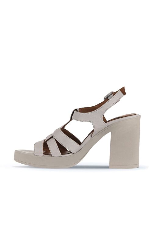 Bueno Shoes Gri Deri Kadın Topuklu Sandalet 01wa1600 - Görsel 4