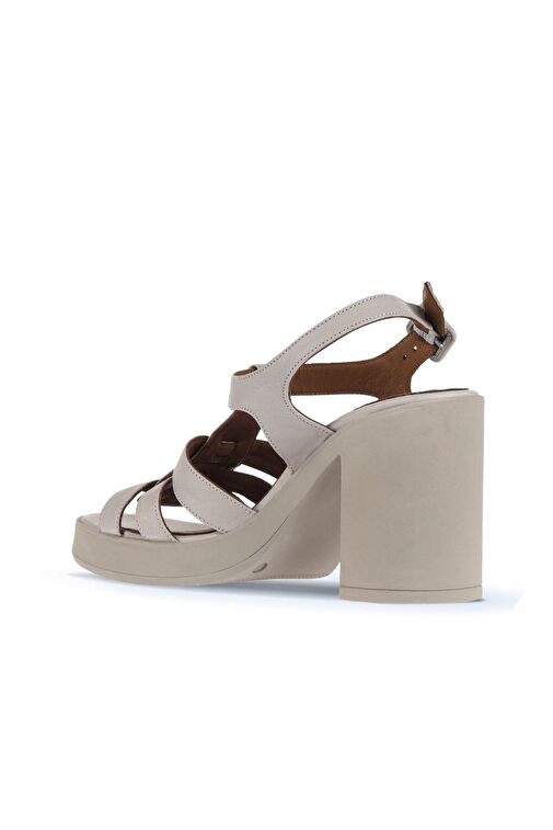 Bueno Shoes Gri Deri Kadın Topuklu Sandalet 01wa1600 - Görsel 5