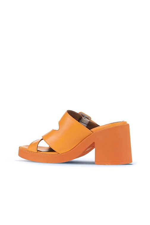 Bueno Shoes Turuncu Deri Kadın Topuklu Terlik 01wa1701 - Görsel 5