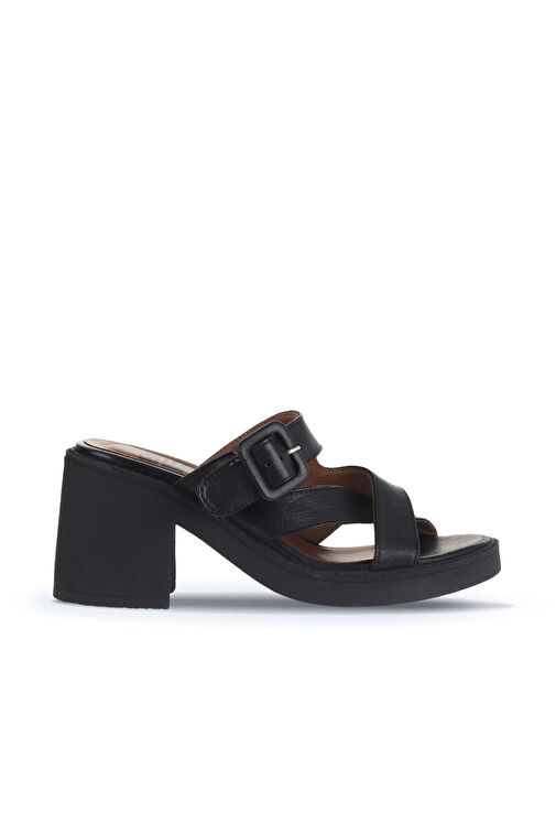 Bueno Shoes Siyah Khv Deri Kadın Topuklu Terlik 01wa1701 - Görsel 2