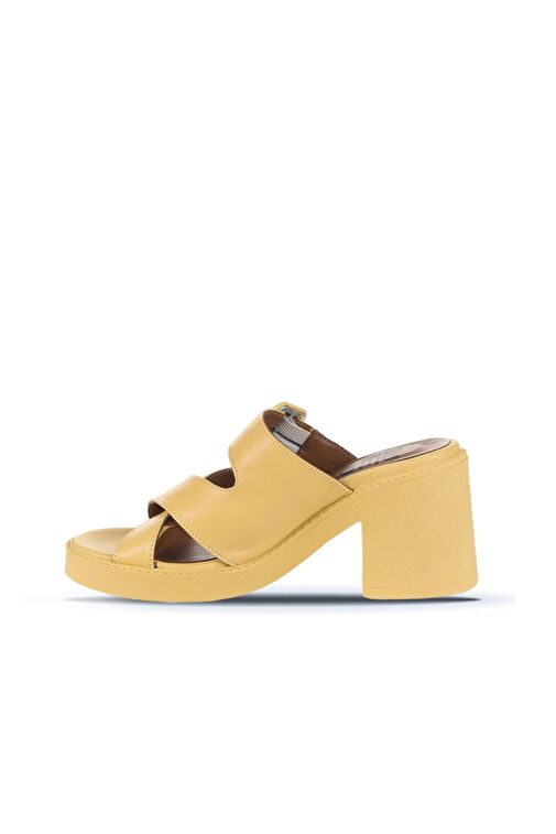 Bueno Shoes Sarı Deri Kadın Topuklu Terlik 01wa1701 - Görsel 3