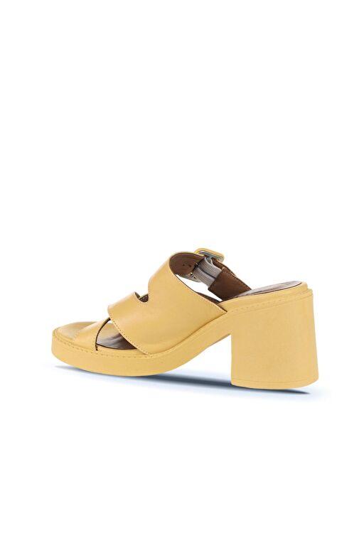 Bueno Shoes Sarı Deri Kadın Topuklu Terlik 01wa1701 - Görsel 5