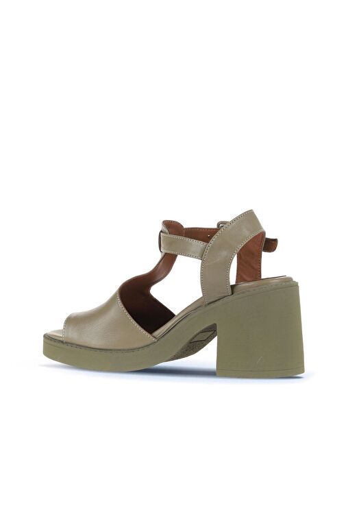 Bueno Shoes Haki Deri Kadın Topuklu Sandalet 01wa1702 - Görsel 5
