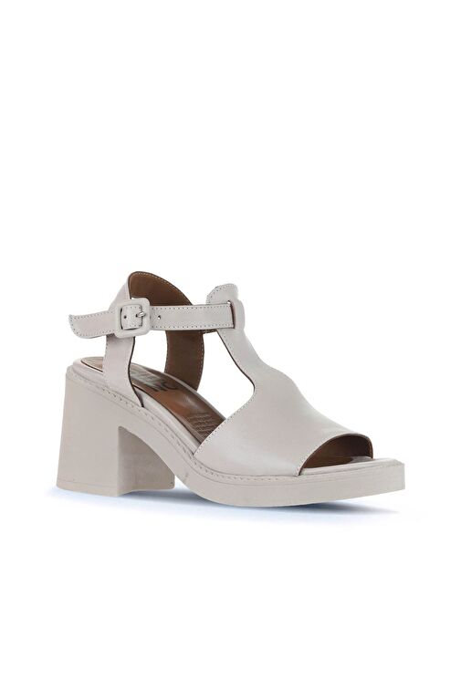 Bueno Shoes Gri Deri Kadın Topuklu Sandalet 01wa1702 - Görsel 3