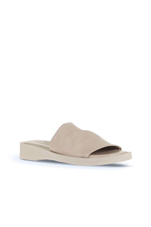 Bueno Shoes Krem Deri Kadın Düz Terlik 01wy2902 - Görsel 3