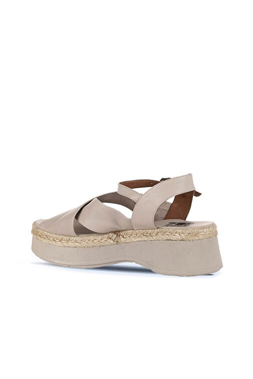 Bueno Shoes Gri Deri Kadın Dolgu Topuklu Sandalet 01wy8205 - Görsel 5