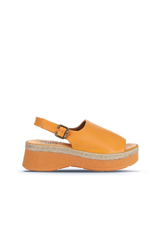 Bueno Shoes Turuncu Açık Deri Kadın Dolgu Topuklu Sandalet 01wy8208 - Görsel 2