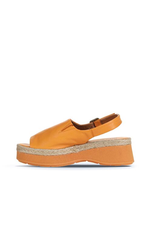 Bueno Shoes Turuncu Açık Deri Kadın Dolgu Topuklu Sandalet 01wy8208 - Görsel 4