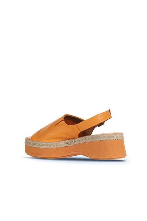 Bueno Shoes Turuncu Açık Deri Kadın Dolgu Topuklu Sandalet 01wy8208 - Görsel 5