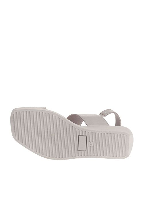 Bueno Shoes Gri Deri Kadın Dolgu Topuklu Sandalet 01wa0400 - Görsel 6