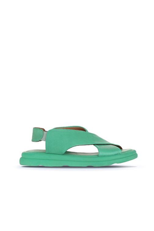 Bueno Shoes Yeşil Koyu Deri Kadın Düz Sandalet 01wa2603 - Görsel 2