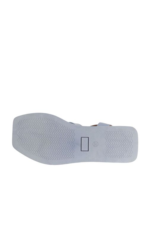 Bueno Shoes Mavi Deri Kadın Dolgu Topuklu Sandalet 01wa4301 - Görsel 6