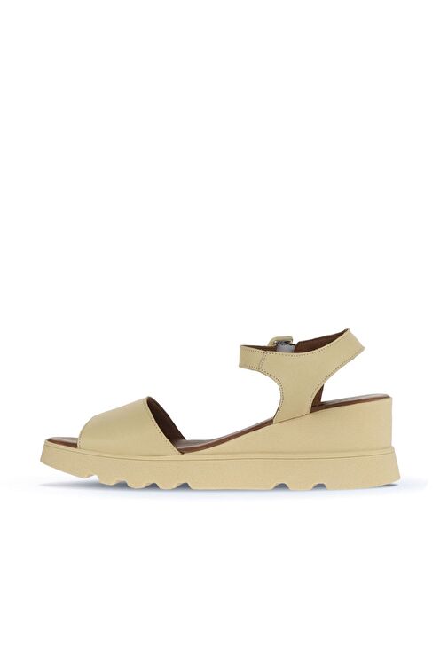 Bueno Shoes Sarı Açık Deri Kadın Dolgu Topuklu Sandalet 01wa0507 - Görsel 4
