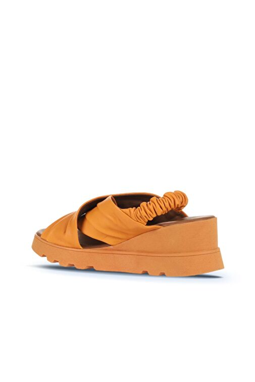 Bueno Shoes Turuncu Deri Kadın Dolgu Topuklu Sandalet 01wa0508 - Görsel 5