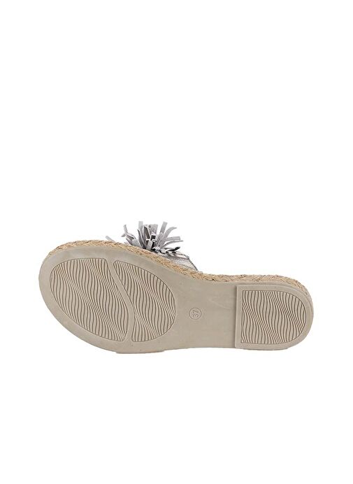 Bueno Shoes Gümüş Parlak Deri Kadın Espadril Terlik 01wn3000 - Görsel 6