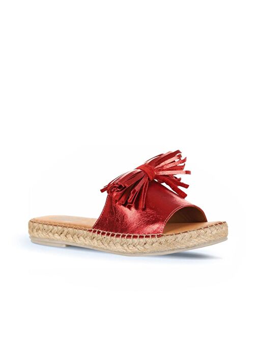 Bueno Shoes Kırmızı Parlak Deri Kadın Espadril Terlik 01wn3000 - Görsel 3