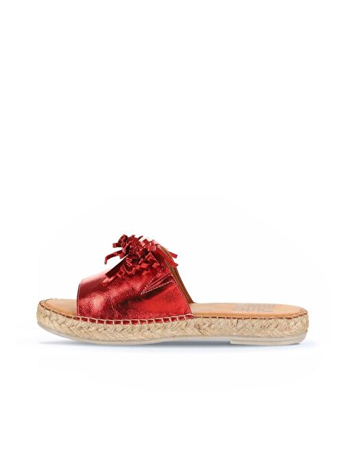 Bueno Shoes Kırmızı Parlak Deri Kadın Espadril Terlik 01wn3000 - Görsel 4