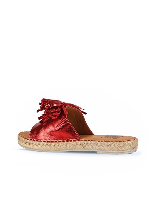 Bueno Shoes Kırmızı Parlak Deri Kadın Espadril Terlik 01wn3000 - Görsel 5