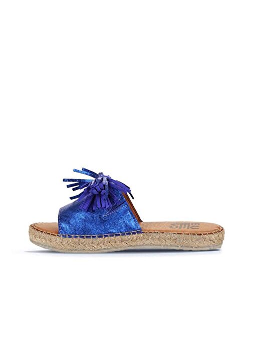 Bueno Shoes Mavi Parlak Deri Kadın Espadril Terlik 01wn3000 - Görsel 4