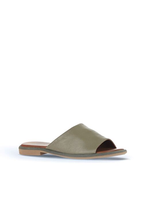 Bueno Shoes Haki Deri Kadın Düz Terlik 01wa3602 - Görsel 3