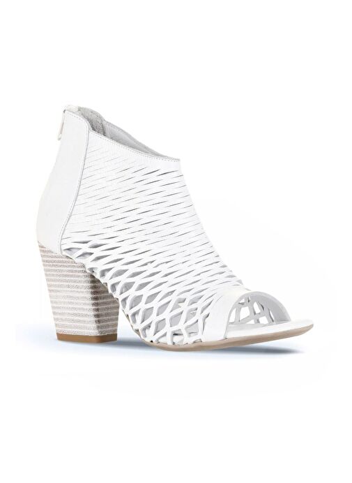 Bueno Shoes Beyaz Deri Kadın Topuklu Sandalet 01wl3700 - Görsel 3