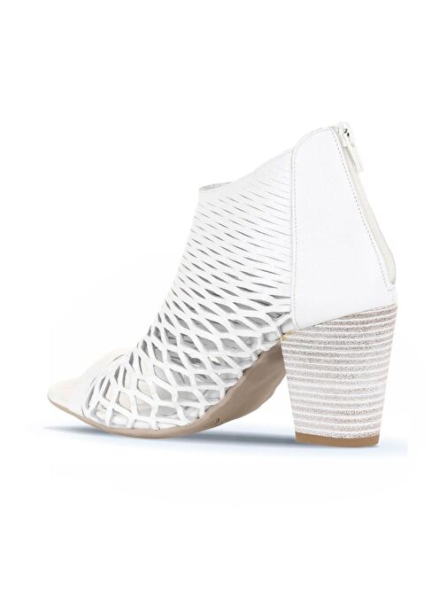 Bueno Shoes Beyaz Deri Kadın Topuklu Sandalet 01wl3700 - Görsel 5